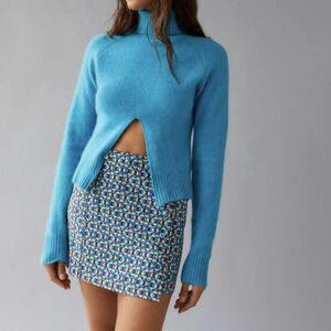 Urban Outfitters Jagger Button-Front Mini Skirt in Brown Multi Women's Small 70s